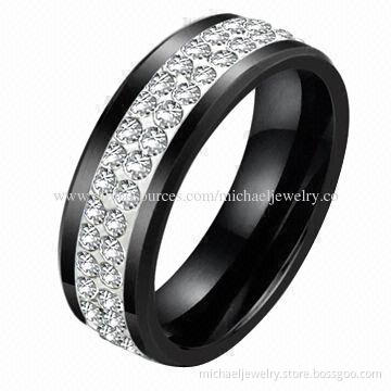 Ceramic rings with two rows of crystal